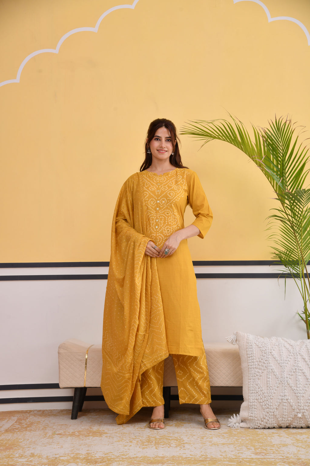 Kanak Bandhej Cotton Kurta Set