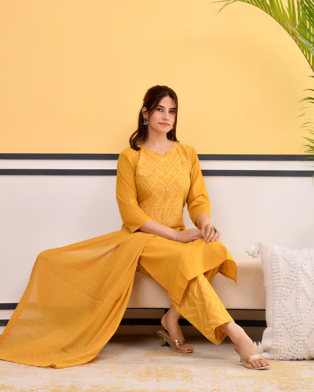 Kanak Bandhej Cotton Kurta Set