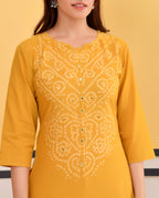 Kanak Bandhej Cotton Kurta Set