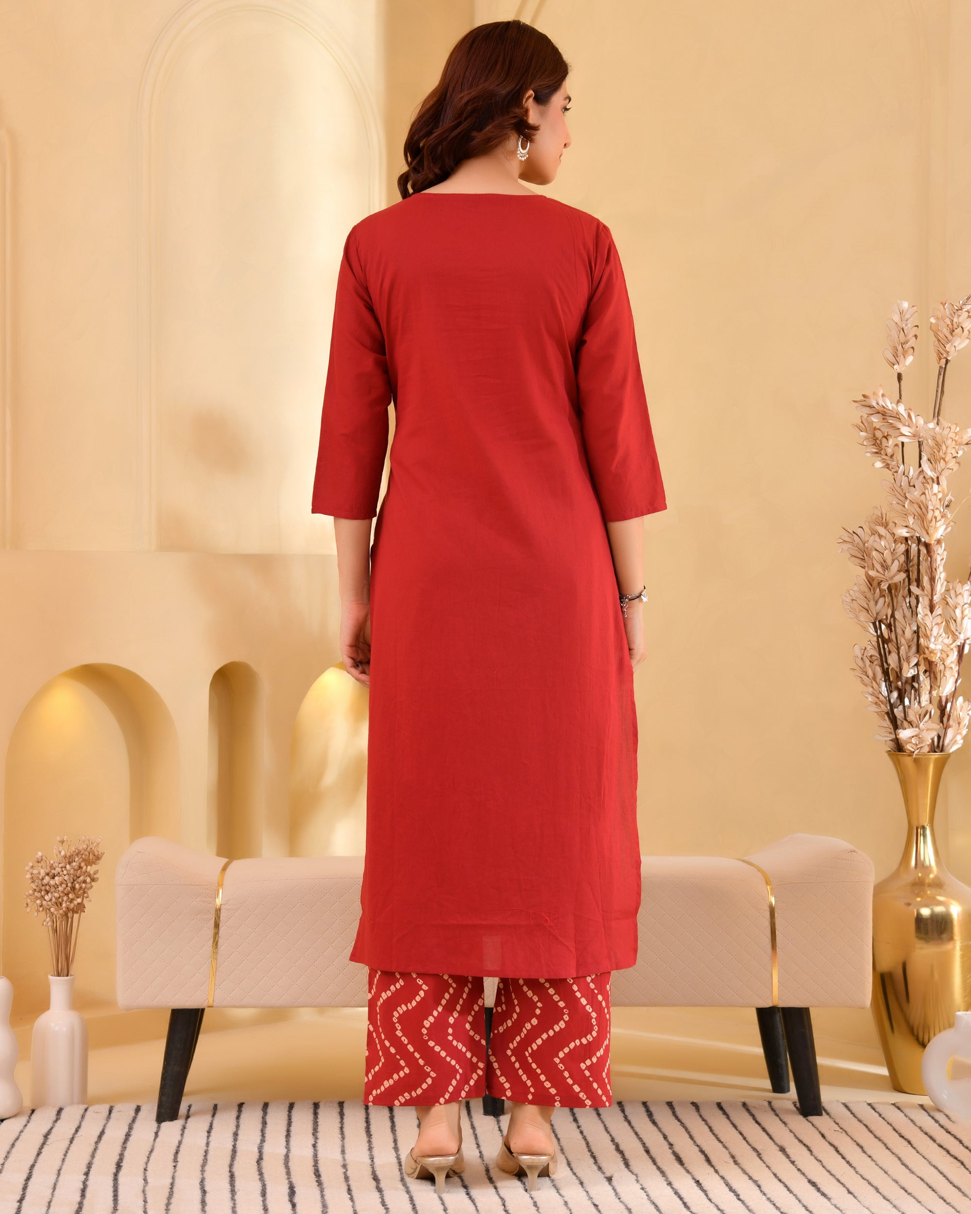 Kanak Bandhej Cotton Kurta Set