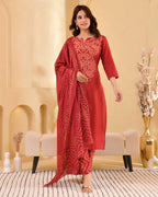 Kanak Bandhej Cotton Kurta Set