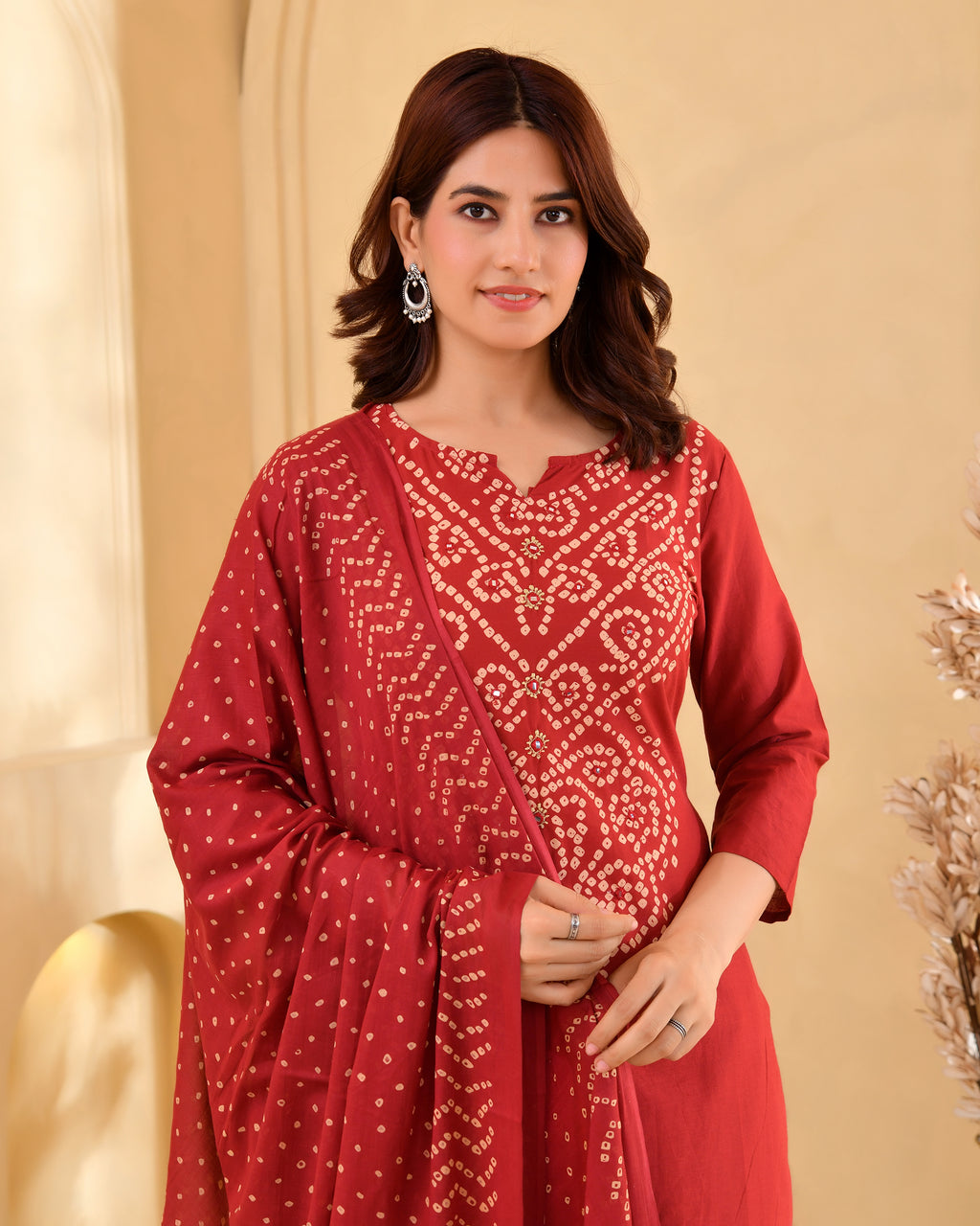 Kanak Bandhej Cotton Kurta Set