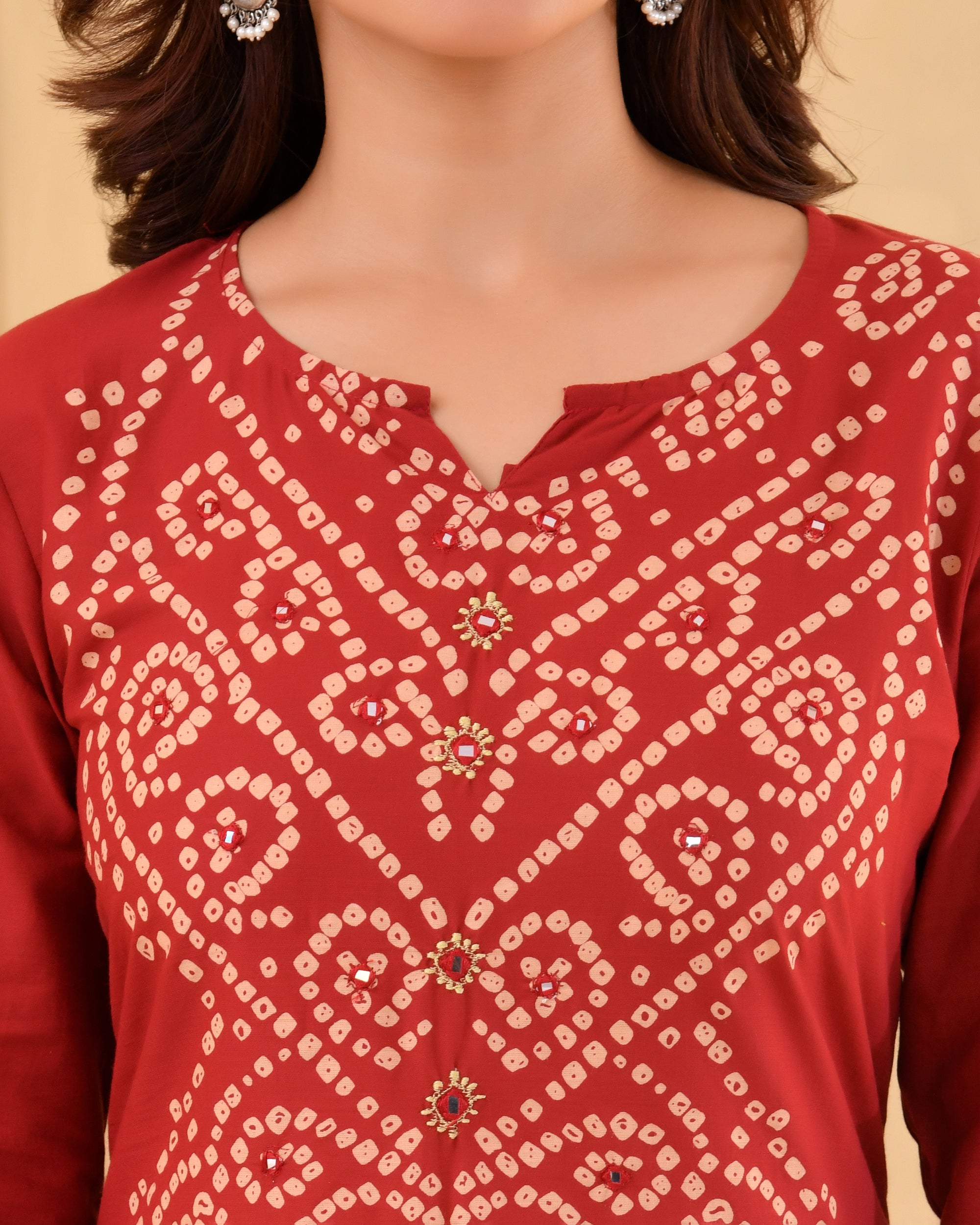 Kanak Bandhej Cotton Kurta Set