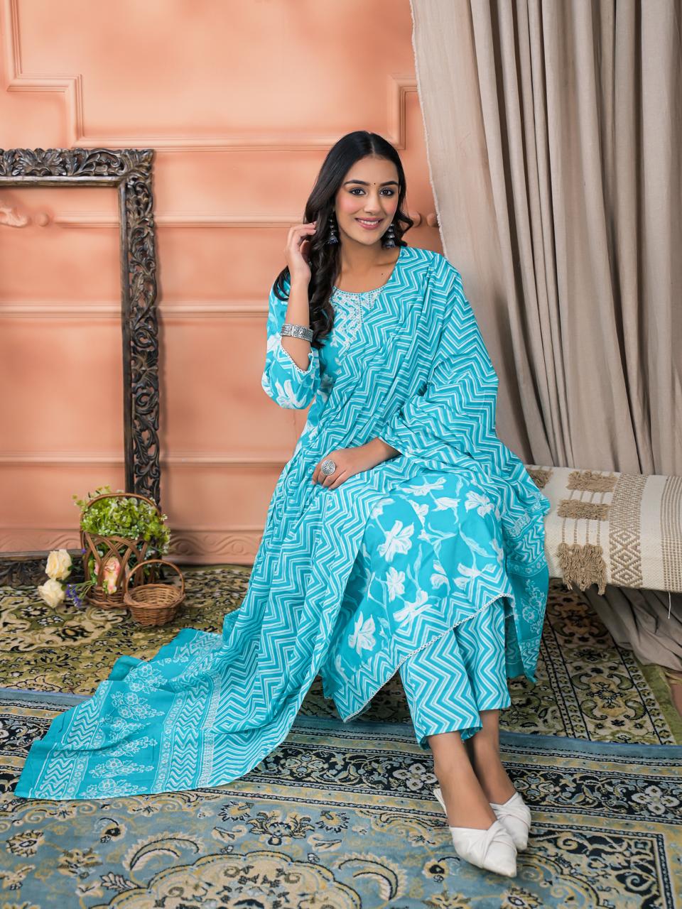 Neelaya Printed Premium Cotton Kurta Set