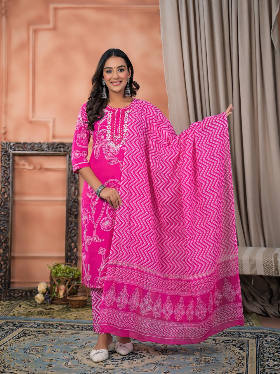 Pankhuri Printed Premium Cotton Kurta Set