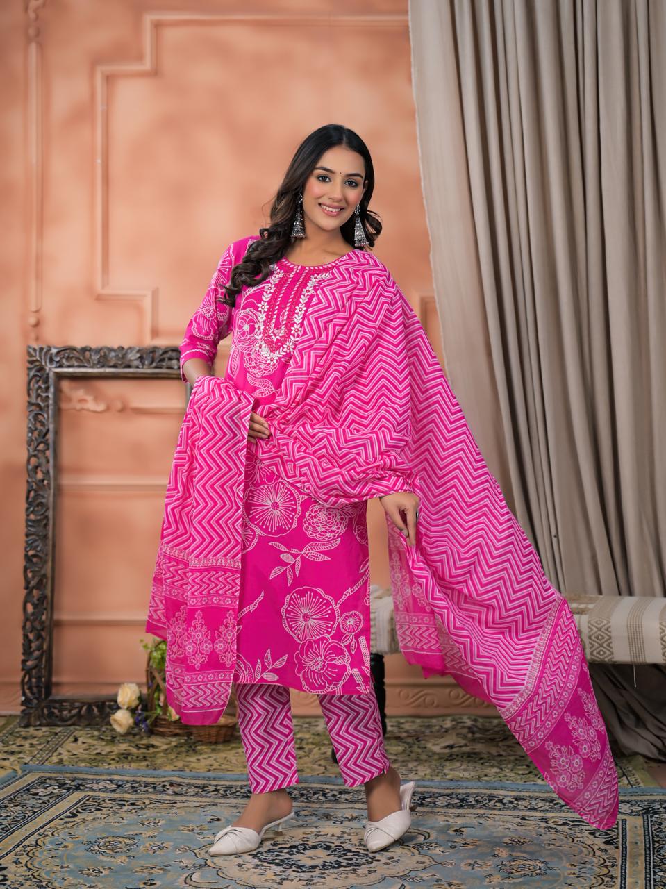 Pankhuri Printed Premium Cotton Kurta Set