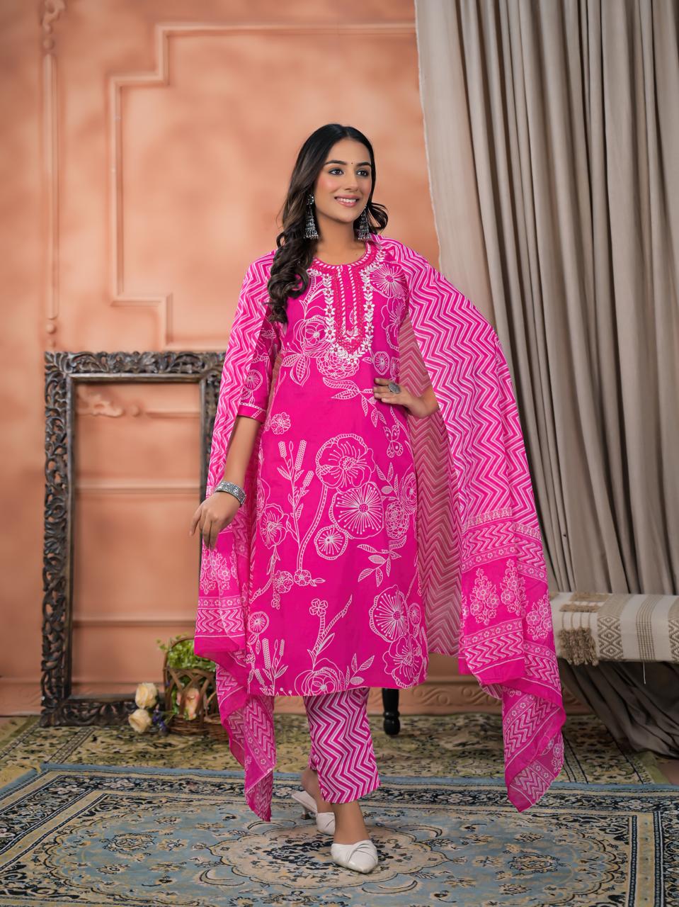 Pankhuri Printed Premium Cotton Kurta Set