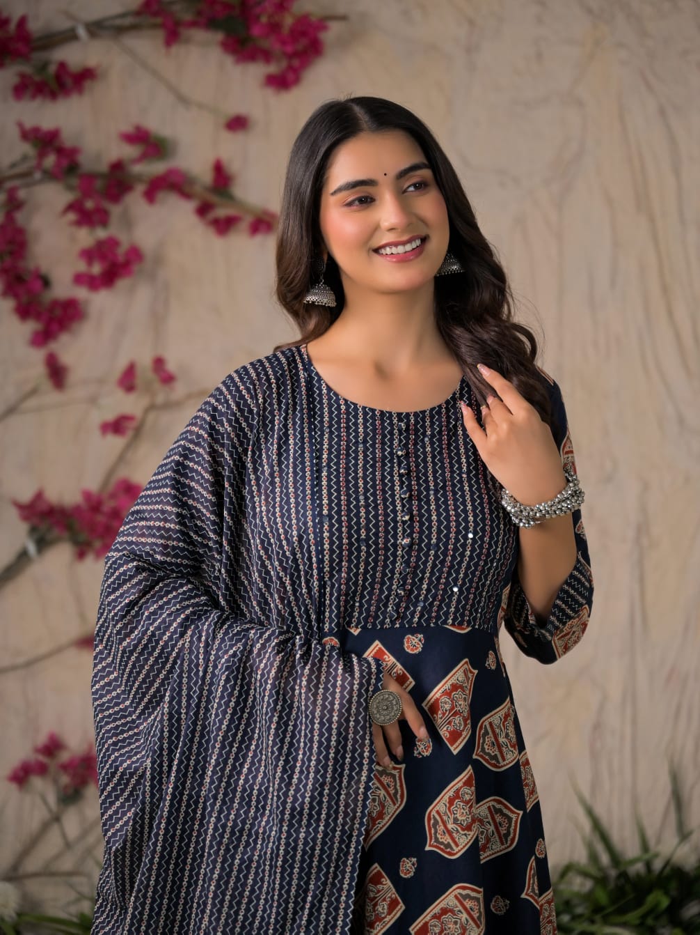 Devika Premium Temple Print Cotton Kurta Set