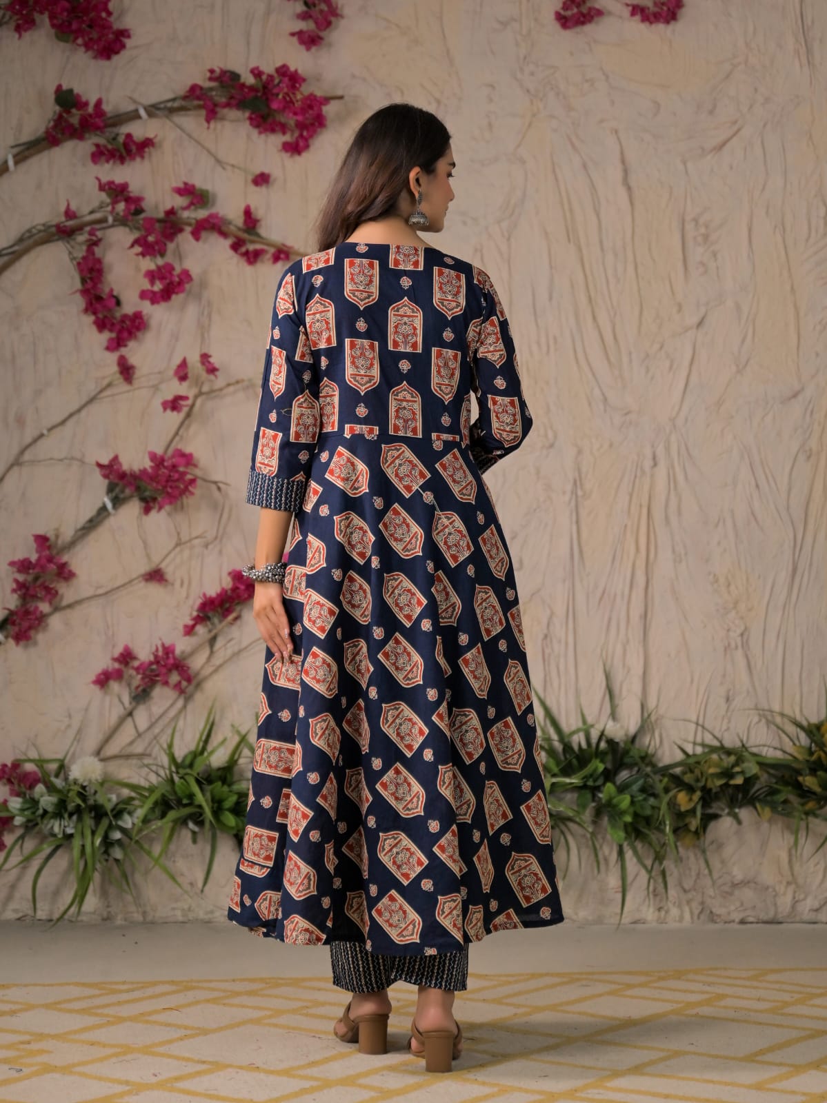 Devika Premium Temple Print Cotton Kurta Set