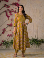 Devika Premium Temple Print Cotton Kurta Set