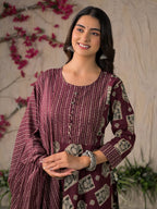Devika Premium Temple Print Cotton Kurta Set