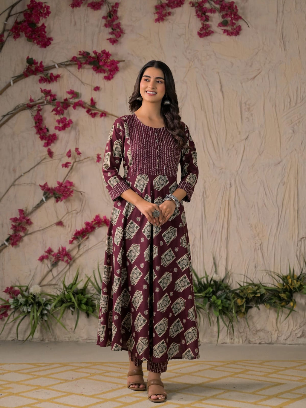 Devika Premium Temple Print Cotton Kurta Set