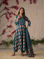 Devika Premium Temple Print Cotton Kurta Set