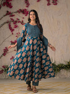 Devika Premium Temple Print Cotton Kurta Set