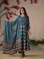 Devika Premium Temple Print Cotton Kurta Set
