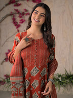 Devika Premium Temple Print Cotton Kurta Set