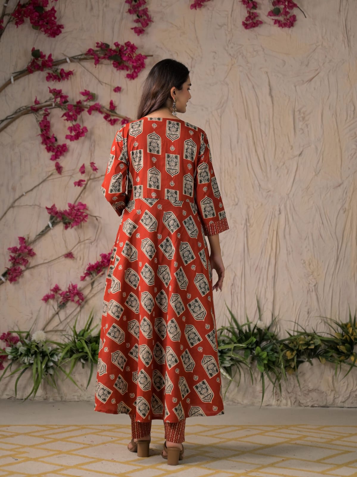 Devika Premium Temple Print Cotton Kurta Set