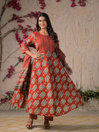 Devika Premium Temple Print Cotton Kurta Set