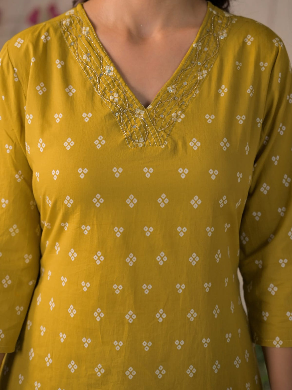 Gulabo Premium Bandhej Cotton Kurta Set