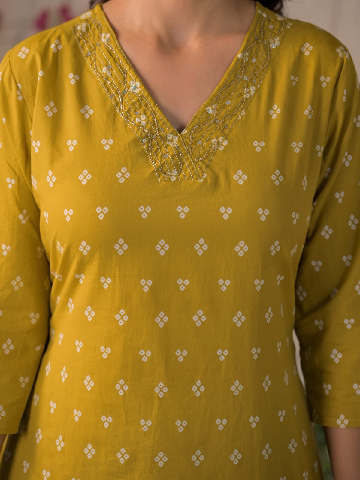 Gulabo Premium Bandhej Cotton Kurta Set