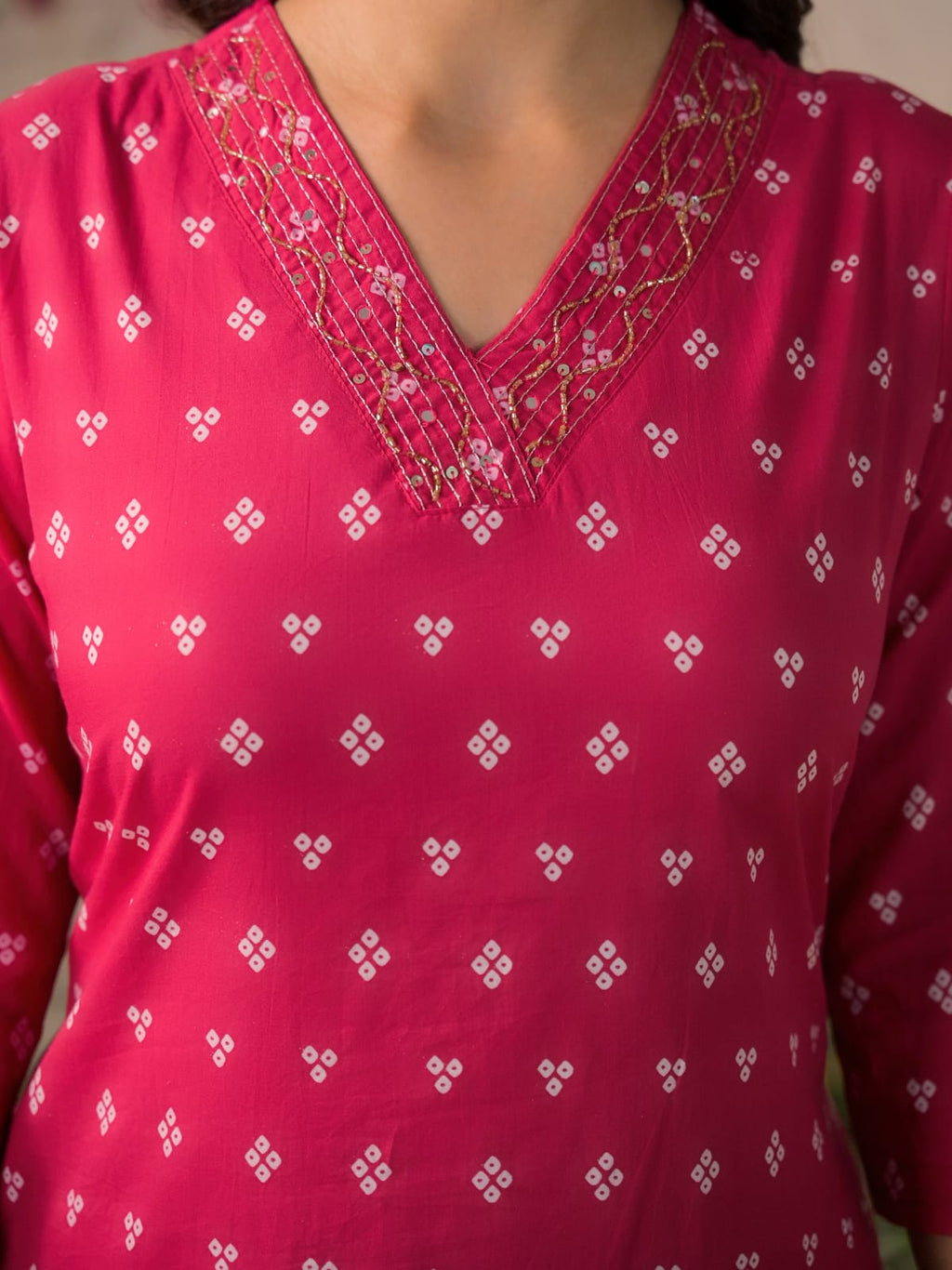 Gulabo Premium Bandhej Cotton Kurta Set