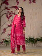 Gulabo Premium Bandhej Cotton Kurta Set