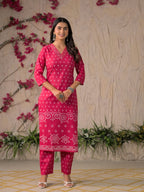 Gulabo Premium Bandhej Cotton Kurta Set
