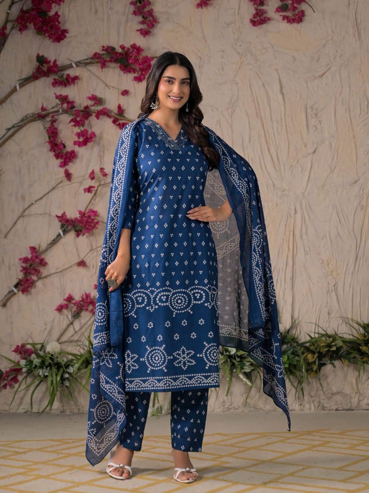 Gulabo Premium Bandhej Cotton Kurta Set